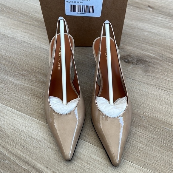 By Anthropologie Slingback Pumps woman’s size 37 Color: NEUTRAL - Picture 2 of 6